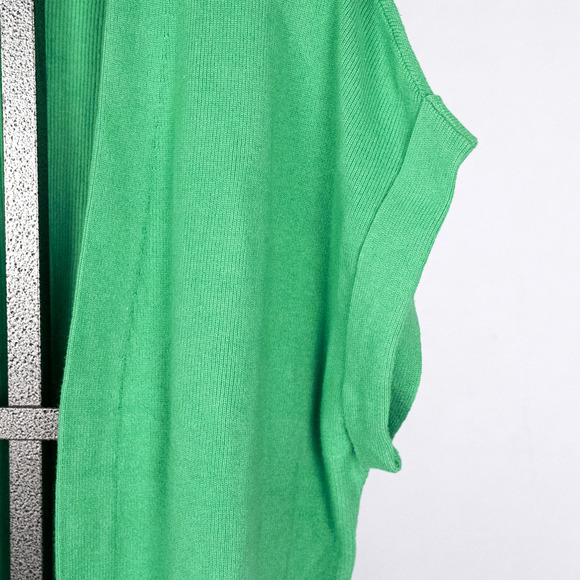 J.Jill Short Sleeve Cotton Blend Ribbed Cardigan Sweater XL Soft Pistachio Green - Picture 3 of 6